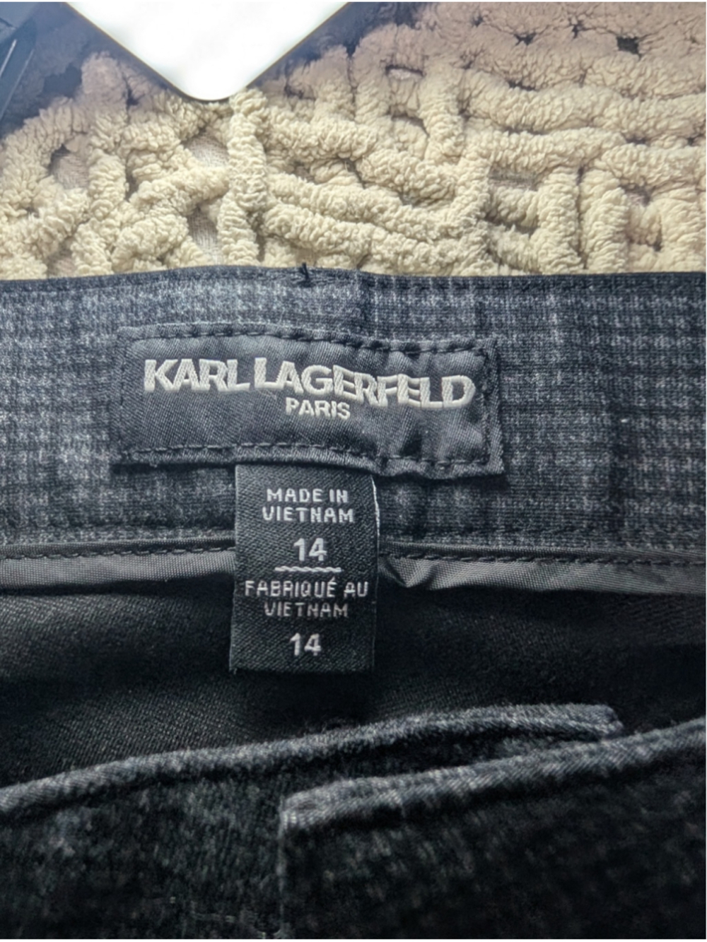 746 - Karl Lagerfeld Paris Size 14 Charcoal Check Tailored Dress Pants - Picture 4 of 11